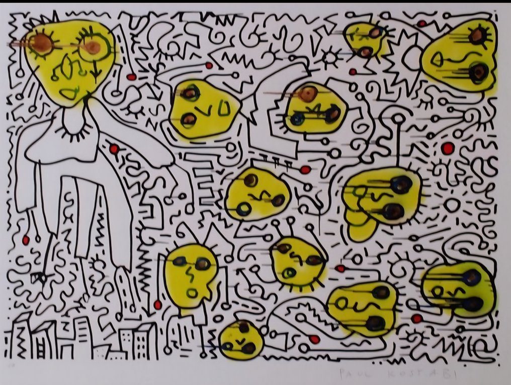 Paul Kostabi (1962) - Counting backward, handsigned and numbered (2013) #1.0