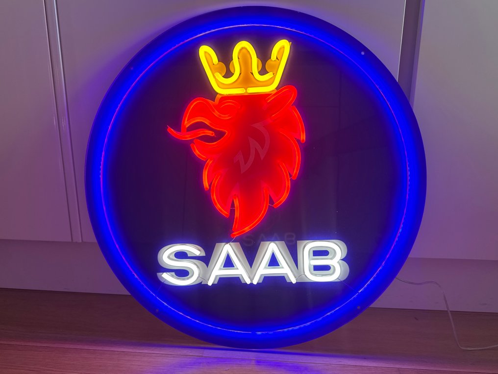 Sign - Saab - Saab Neon Illuminated Lighted Sign Lightbox #4.3