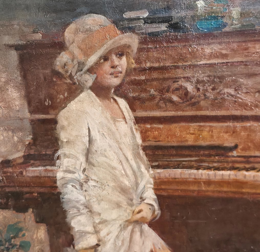 Temistocle Lamesi (1870-1957), Attrib. - Donna in interno #2.1