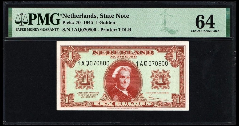 Alankomaat. - 1 Gulden - 1945 - Pick 70  (Ei pohjahintaa) #1.0