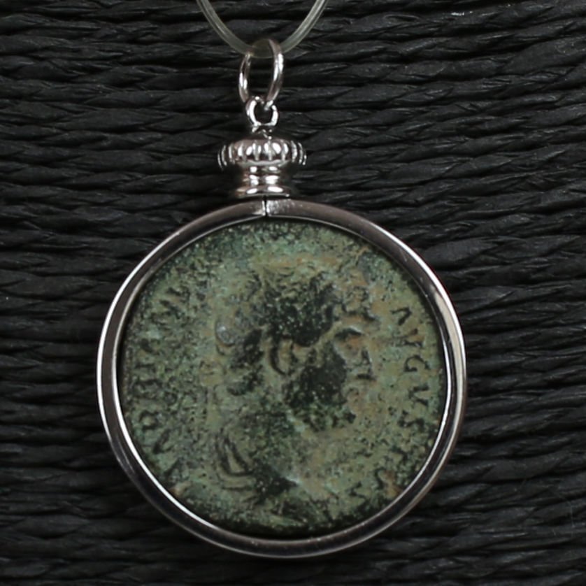 Modern Silver Pendant with Ancient Roman Hadrian As (No reserve price) #1.0
