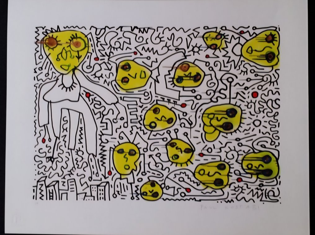 Paul Kostabi (1962) - Counting backward, handsigned and numbered (2013) #1.0