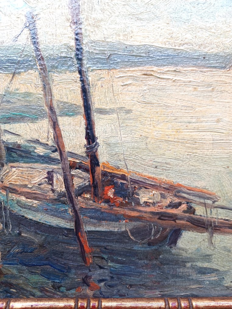 Firmin Verhevick (1874-1962) - Visserssloep in de haven #2.1