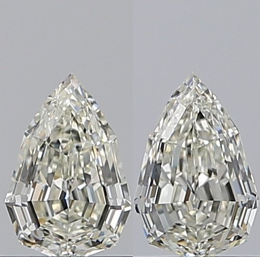 2 pcs Diamond  (Natural)  - 1.11 ct - Pear - I - VVS1, VS1 - Gemewizard Gemological Laboratory (GWLab) #1.0