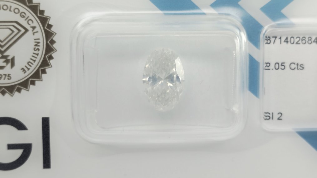 1 pcs Diamant  (Natural)  - 2.05 ct - Oval - I - SI2 - IGI (Institutul gemologic internațional) #1.0