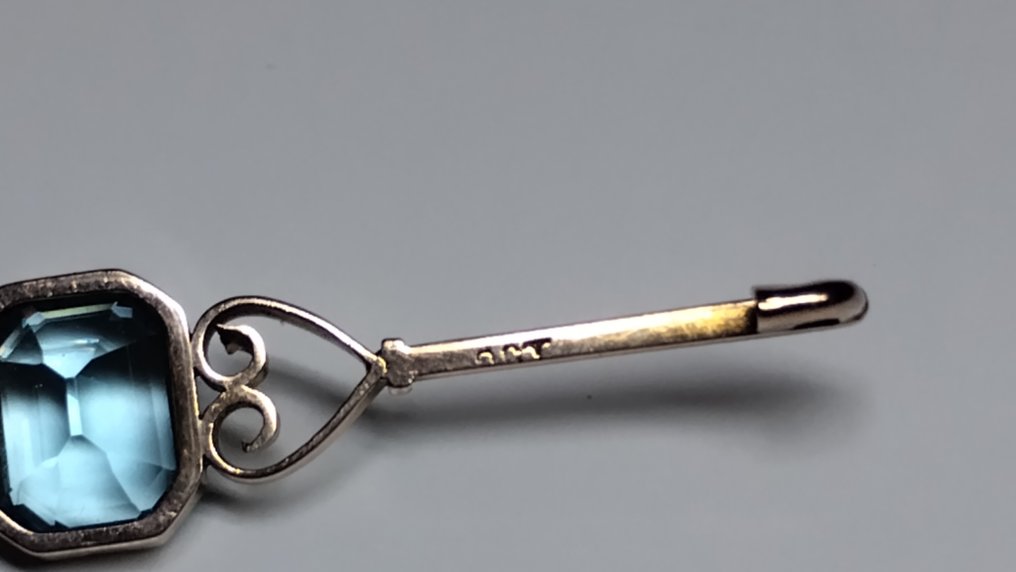 Καρφίτσα - 9 kt. Κίτρινο χρυσό Ακουαμαρίνης - Παλαιό σμαραγδένιο καρφίτσα #4.3