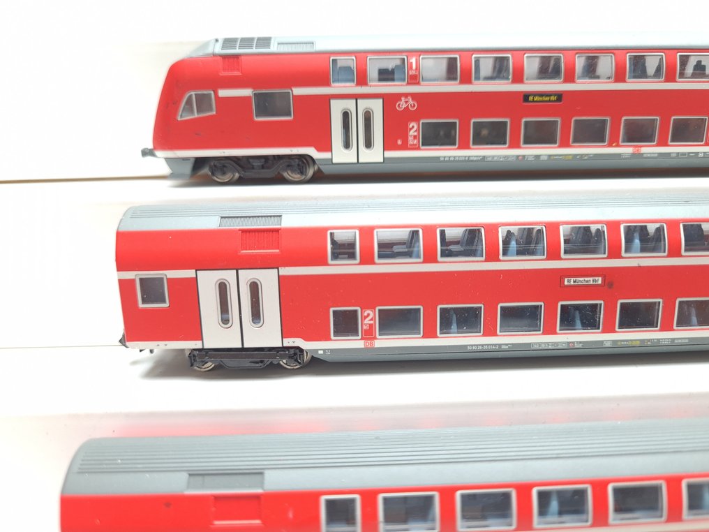 Minitrix N - 11478 - Model train passenger carriage set (3) - 3-piece double-decker set 'Bauart Schindler' - DB #4.3