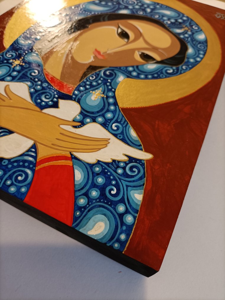 Ikon - Pneumatofor, Guds Moder - Lind - Handmålad - 18 x 24 cm #4.3