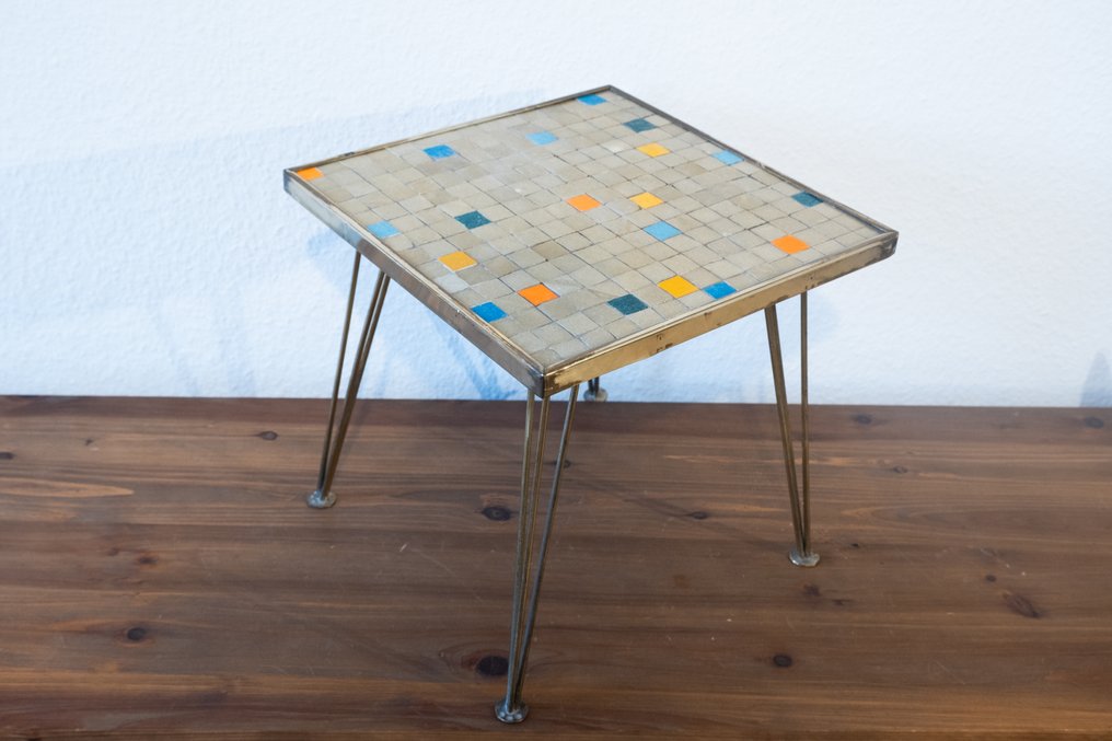 Side table - 黃銅, 石, 鐵 - 花卉桌 #1.0