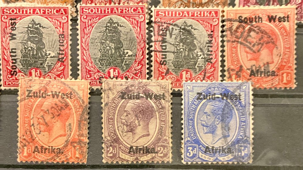 英联邦 1876/1933 - 五张插卡，带有许多经典邮票——香港、南非、南非、海峡 #2.1