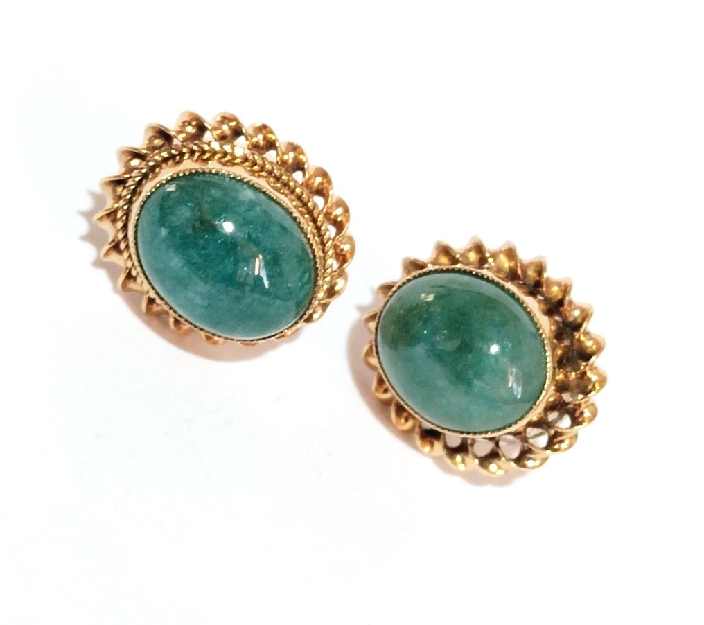 没有保留价 - 耳环 - 10 kt. 黄金 玉 #4.3