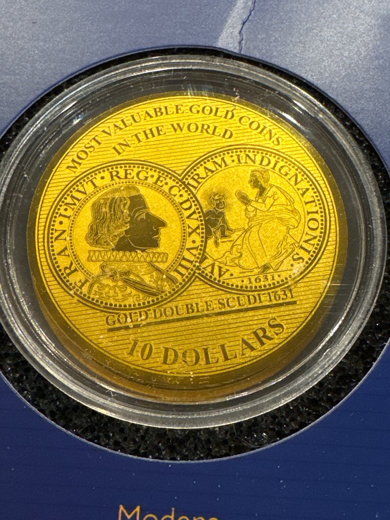Salomonen. 10 Dollars 2019 Modena Gold Double Scudi 1631, 1/100 Oz (.999)  (Ohne mindestpreis) #1.0