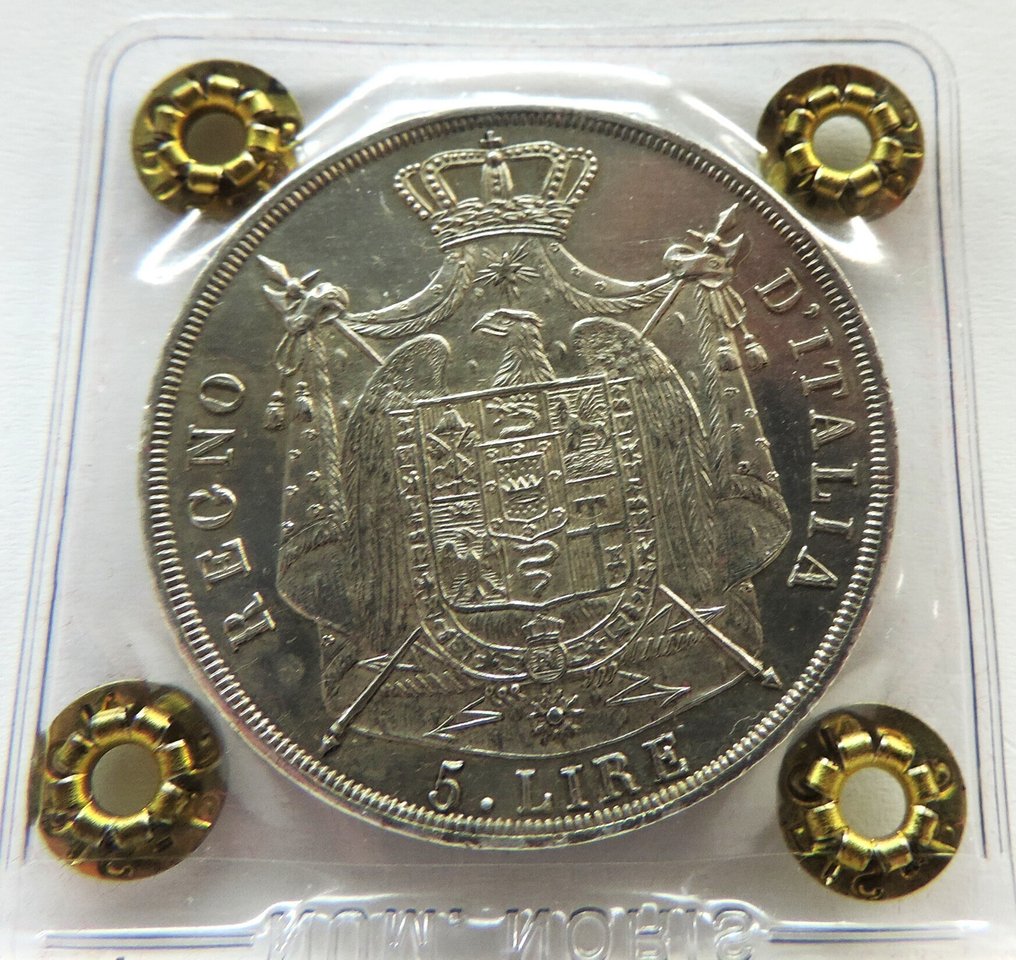 意大利， 王国 （拿破仑） 拿破仑一世 (1804-1814). 5 Lire 1812 "M" zecca Milano (hight grade) periziata  (没有保留价) #1.0