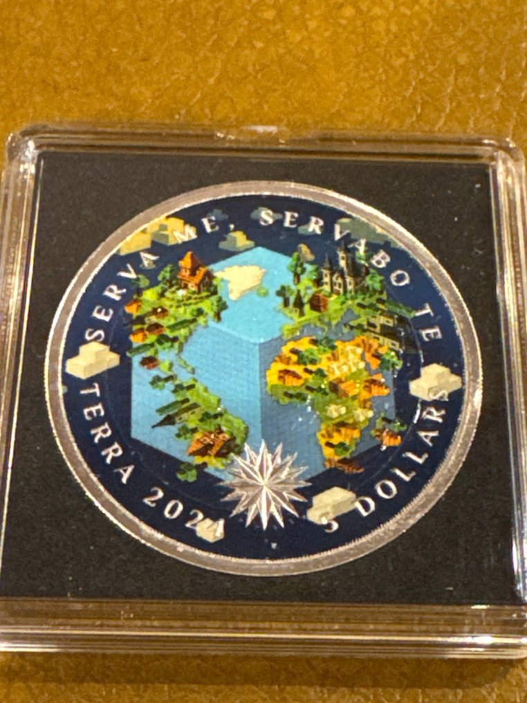 Tokelau. 5 Dollars 2024 Cube World - Terra - 1 oz (.999) mit CoA  (Sans prix de réserve) #1.0