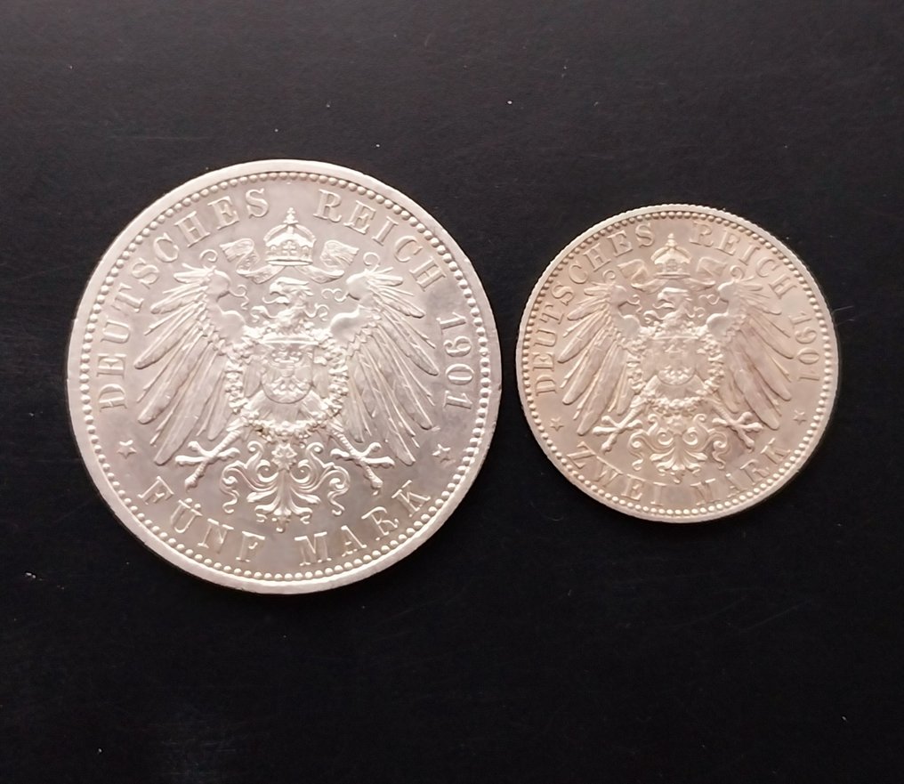 Germany, Prussia Set of 2 coins: 2 & 5 Mark 1901  (χωρίς τιμή ασφαλείας) #1.0
