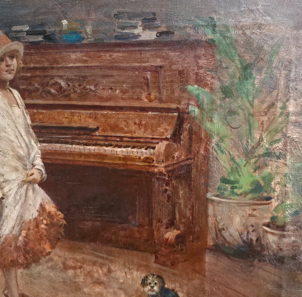 Temistocle Lamesi (1870-1957), Attrib. - Donna in interno #1.0