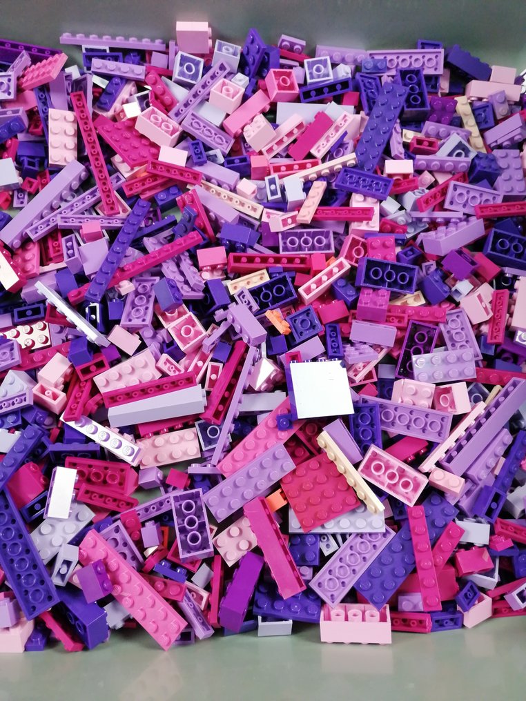 LEGO - geen serie - Partij van 1000 rosé tot paarse bouwstenen #3.2