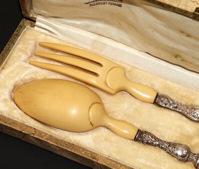 Saladebestek (2) - 950 Zilver - 1850-1900 - Parijs #1.0