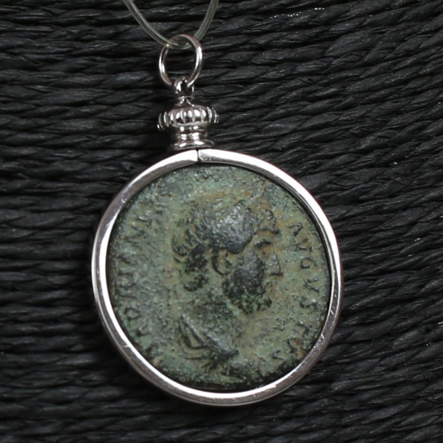 Modern Silver Pendant with Ancient Roman Hadrian As (No reserve price) #1.0