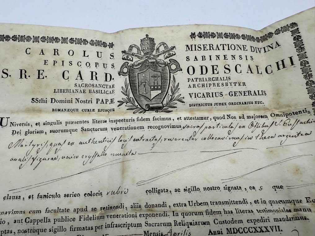 Documento de reliquia de San Eustaquio - Papel - 1800-1850 #1.0