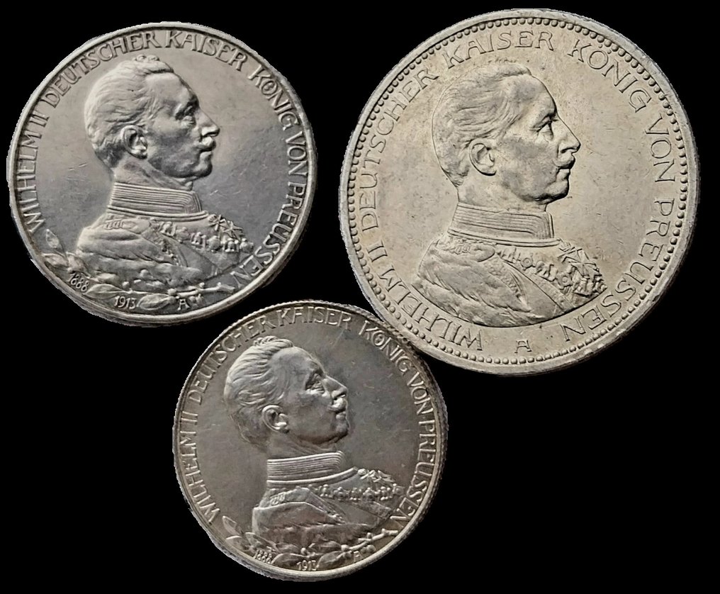 Germany, Prussia Set of 3 coins: 2, 3, 5 Mark 1913  (χωρίς τιμή ασφαλείας) #1.0