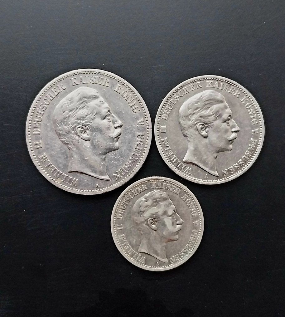 Germany, Prussia Set of 3 coins: 2, 3, 5 Mark 1904, 1908, 1909 (χωρίς τιμή ασφαλείας) #1.0
