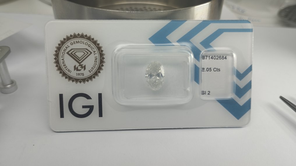 1 pcs Diamant  (Natural)  - 2.05 ct - Oval - I - SI2 - IGI (Institutul gemologic internațional) #3.2