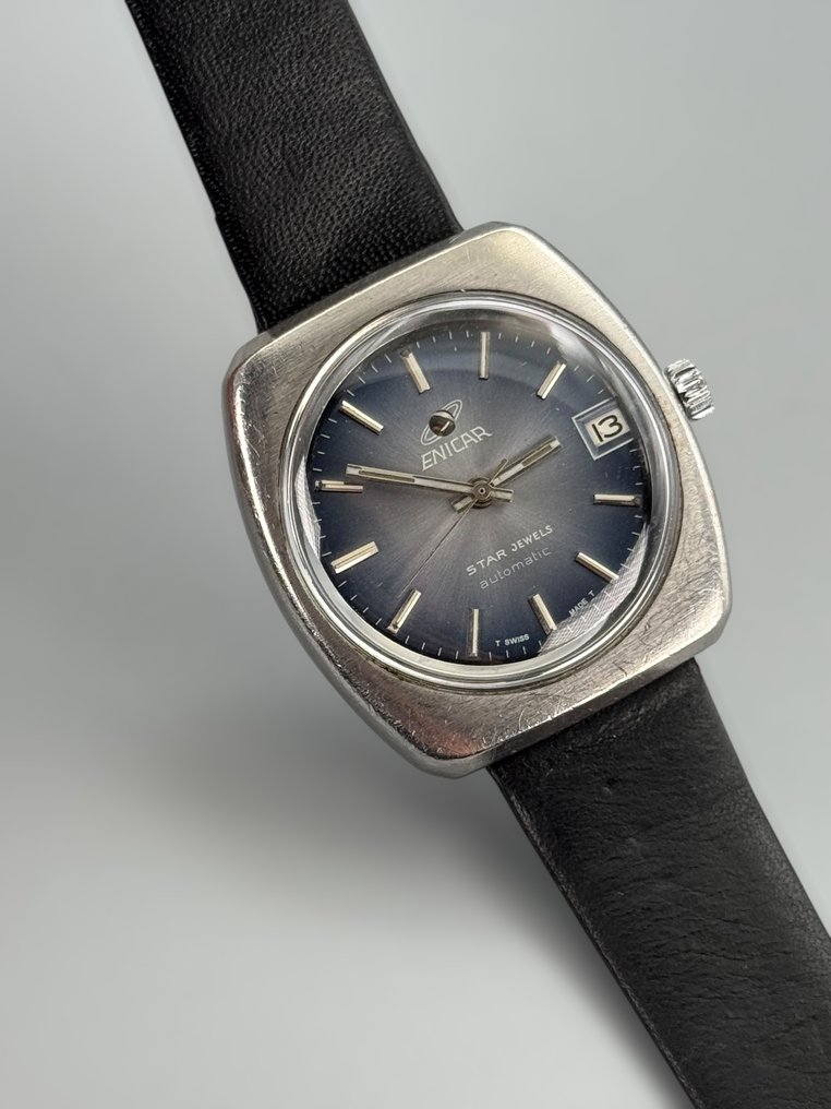 Enicar - Star Jewels - 165-56-03 - mechanischen Handaufzugswerk- Edelstahl - Blaues Zifferblatt - Swiss Made - χωρίς τιμή ασφαλείας - Άνδρες - 1970 #1.0