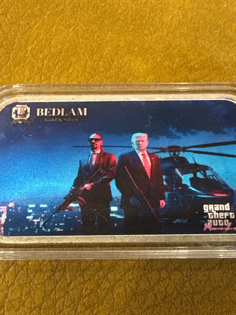 World. Silver bar Grand Theft Auto Mar-A-Lago Operation Insurrection Double Sided Colorized, 1 Oz (.999)  (Ohne mindestpreis) #3.2