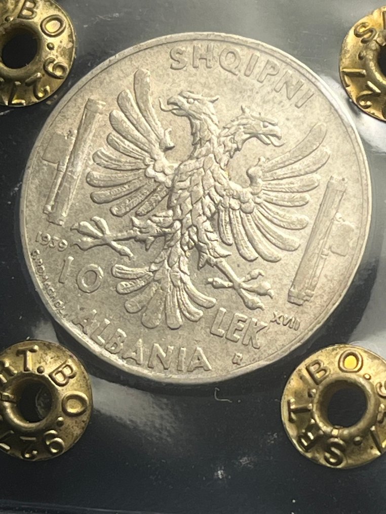 Albanië (Italiaans protectoraat) Vittorio Emanuele III. 10 Lek 1939  (Zonder minimumprijs) #3.2