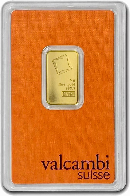 5 grams - Gold .999 - Valcambi, Switzerland - Sealed & with certificate #1.0