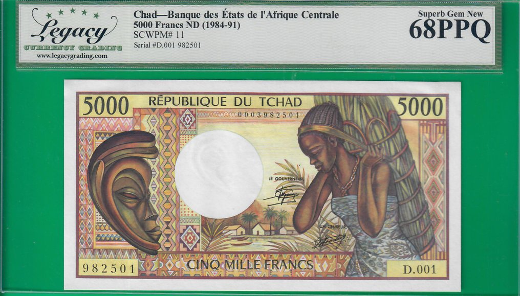 Csád. 5000 francs ND(1984-91) - Pick 11 #1.0