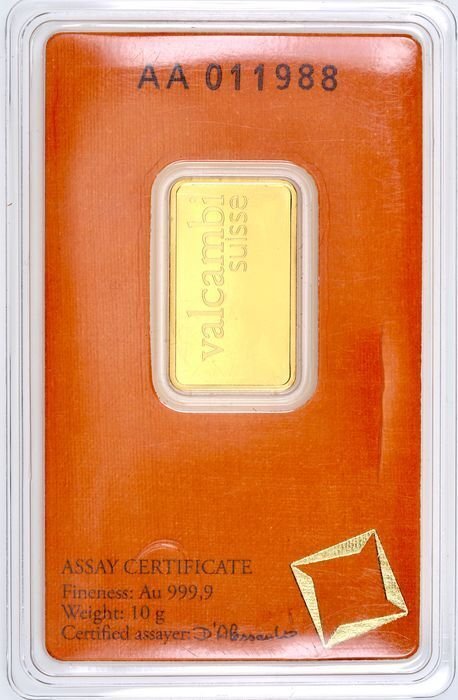10 grams - Gold .999 - Valcambi, Switzerland - Sealed & with certificate #1.0