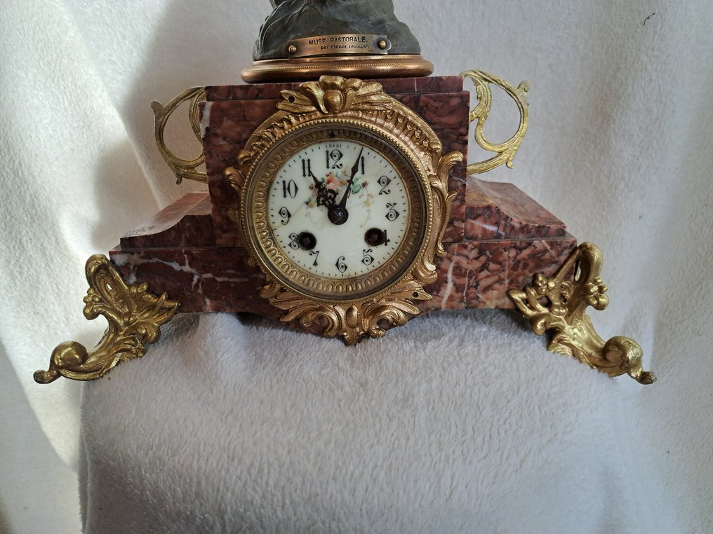 Figural mantel clock -  Antique Marble, Bronze, Brass, Alloy - 1850-1900 #2.1