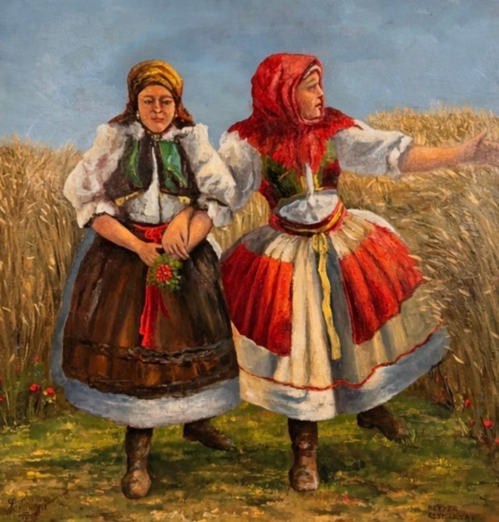 Joža Uprka (1861-?), Nachfolger - Junge Bäuerinnen im Feld #1.0