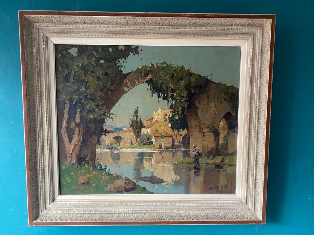 E. J. Ligtelijn (1893-1975) - Visser bij de brug Cangas de Ones #1.0