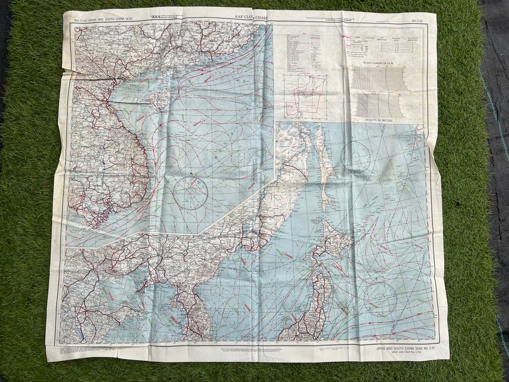 Ηνωμένες Πολιτείες - Rare WW2 USAAF SILK Pilot Evasion / escape map - Pacific - double sided! - 1945 #1.0