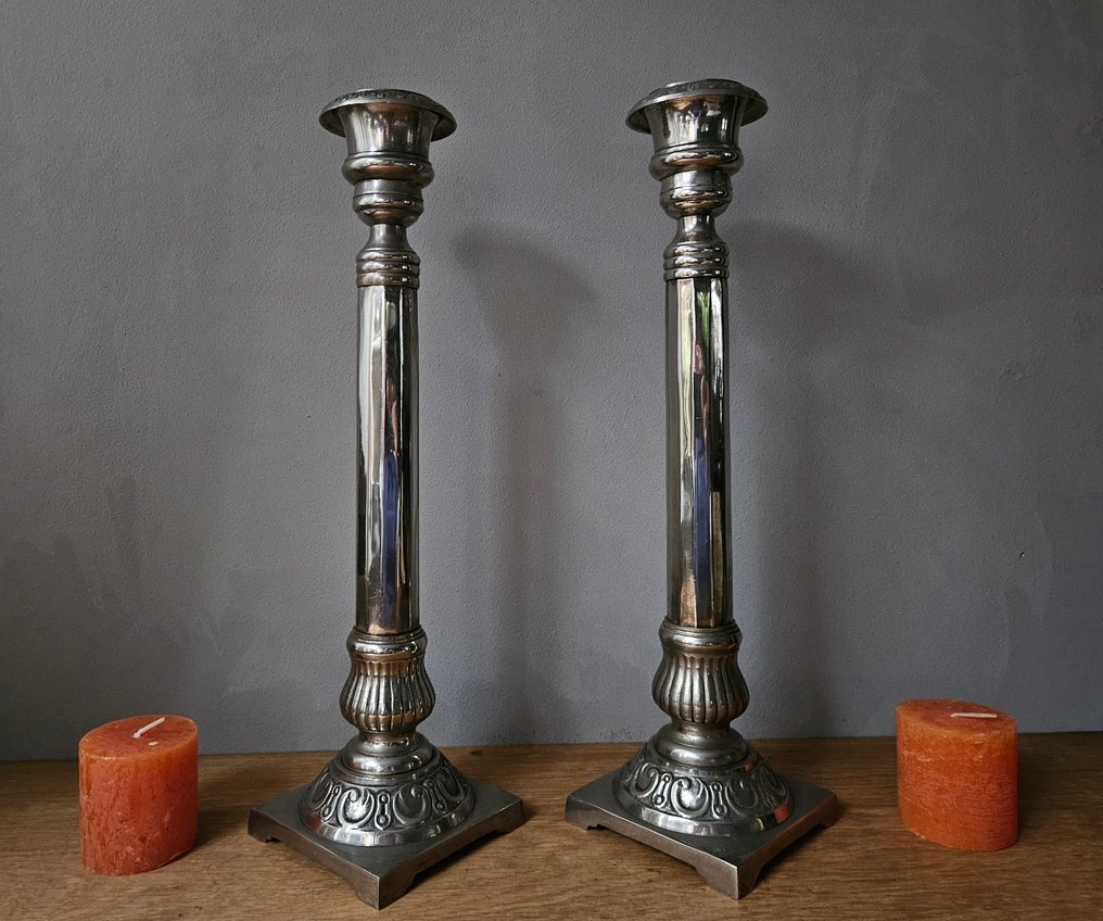 Paar zware - Ljusstake - Silverpläterad #2.1