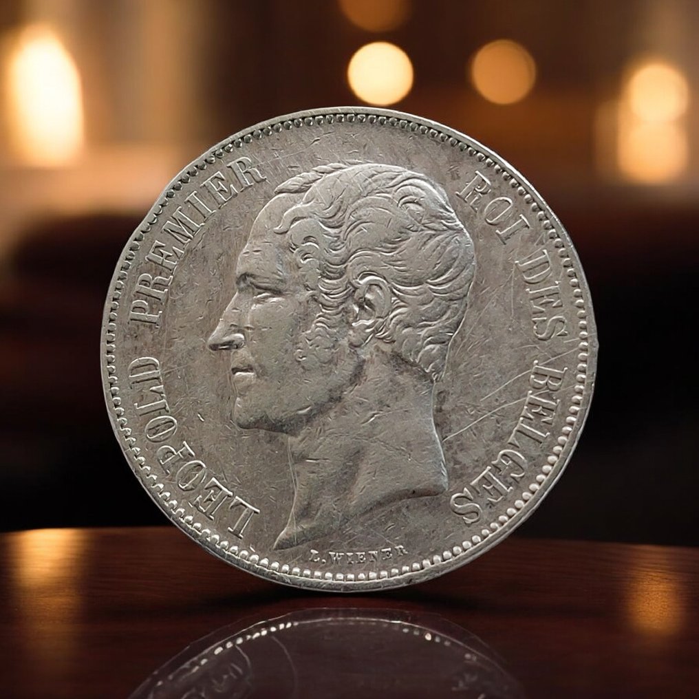 Βέλγιο. Leopold I. 5 Francs 1850 / Variante POINT au dessus de la date (χωρίς τιμή ασφαλείας) #1.0