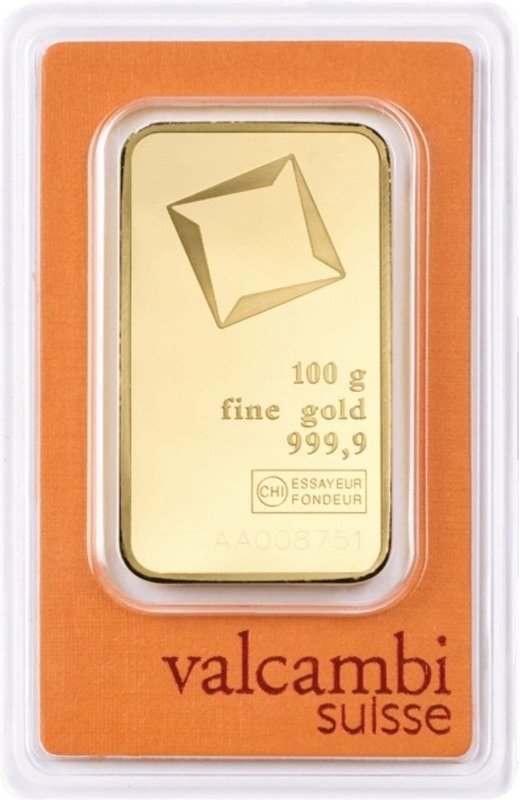 100 grams - Gold .999 - Valcambi, Switzerland - Sealed & with certificate #1.0