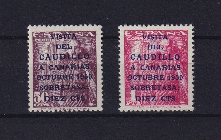 Spagna 1951 - Caudillo alle Canarie, ben centrati. - Edifil 1088/89 #1.0