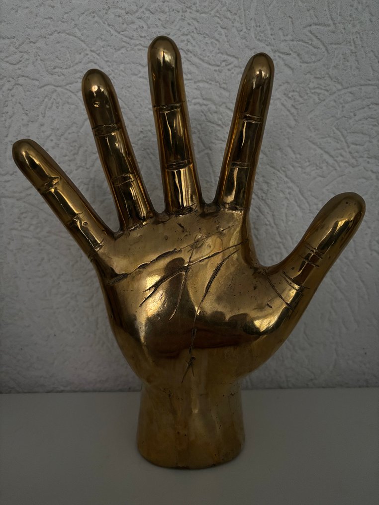 Sculpture, Polished brass open hand - 24 cm - Brass #1.0