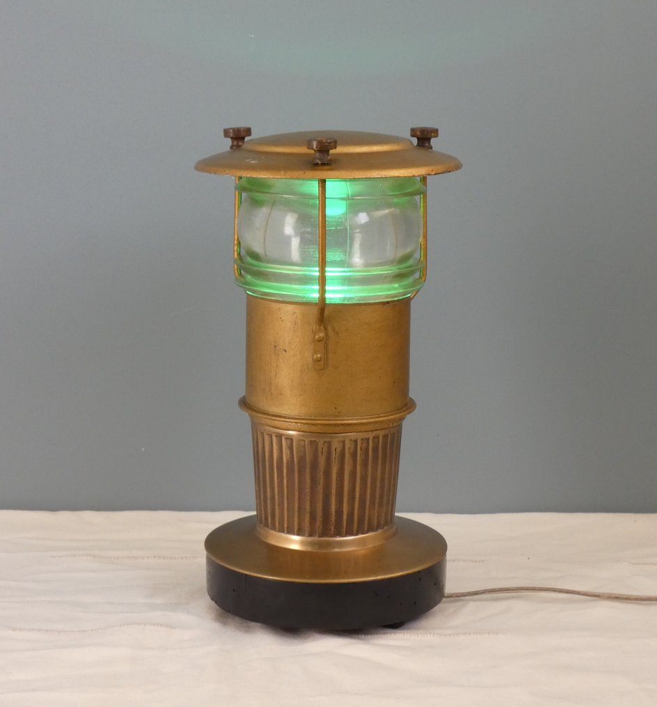 Ship's cabin light - Λάμπα 360 μοιρών - Μέταλλο, Ορείχαλκος, Γυαλί, Ξύλο #3.2