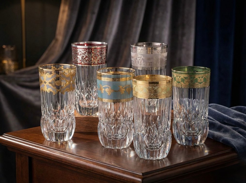 Antica cristalleria italiana - Σετ ποτού (6) - Πολυτελή και σπάνια συλλεκτικά ποτήρια - Χρυσός 24 καρατίων, .999 silver #1.0