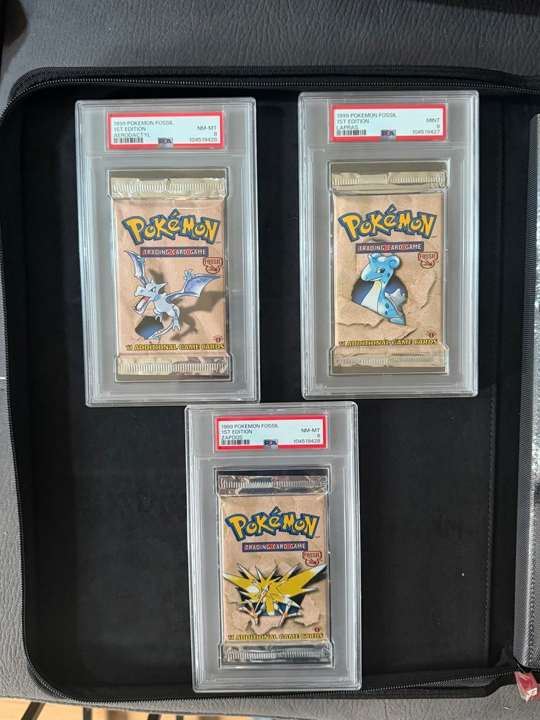 Pokémon - 3 Graded booster pack - 1st edition fossil art set PSA graded - PSA - WOTC - Fossil #1.0