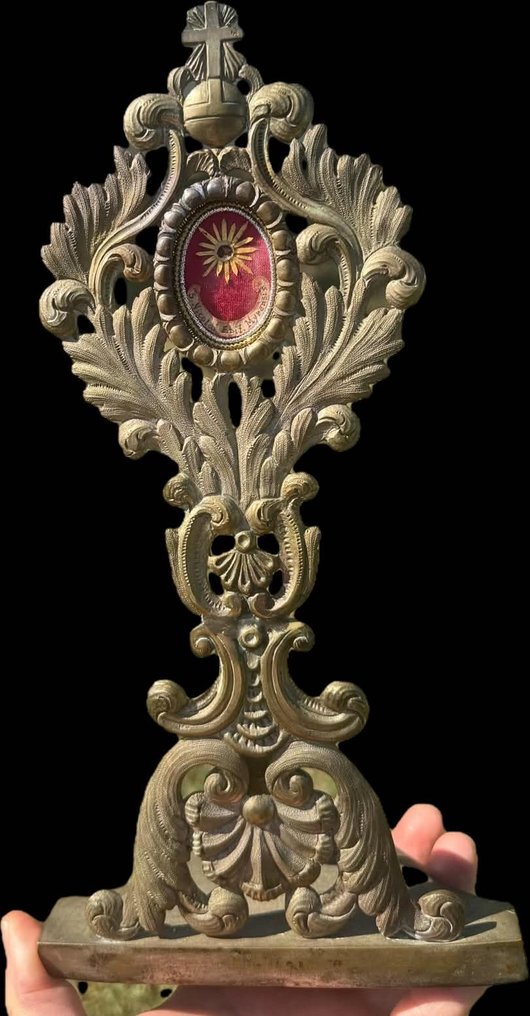  聖物匣 - 青銅色, 玻璃, 紡織品 - 1800-1850 - 米拉的圣尼古拉 - 30 cm  #1.0