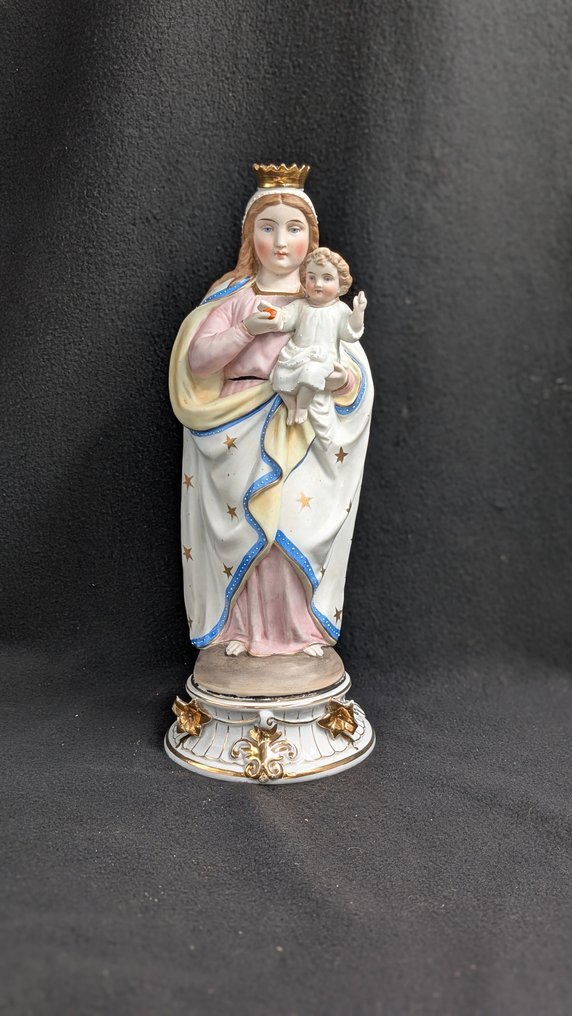Άγαλμα - Παναγία με παιδί - 39 εκ. - Μη εφυαλωμένη πορσελάνη - 1930-1940 #2.1