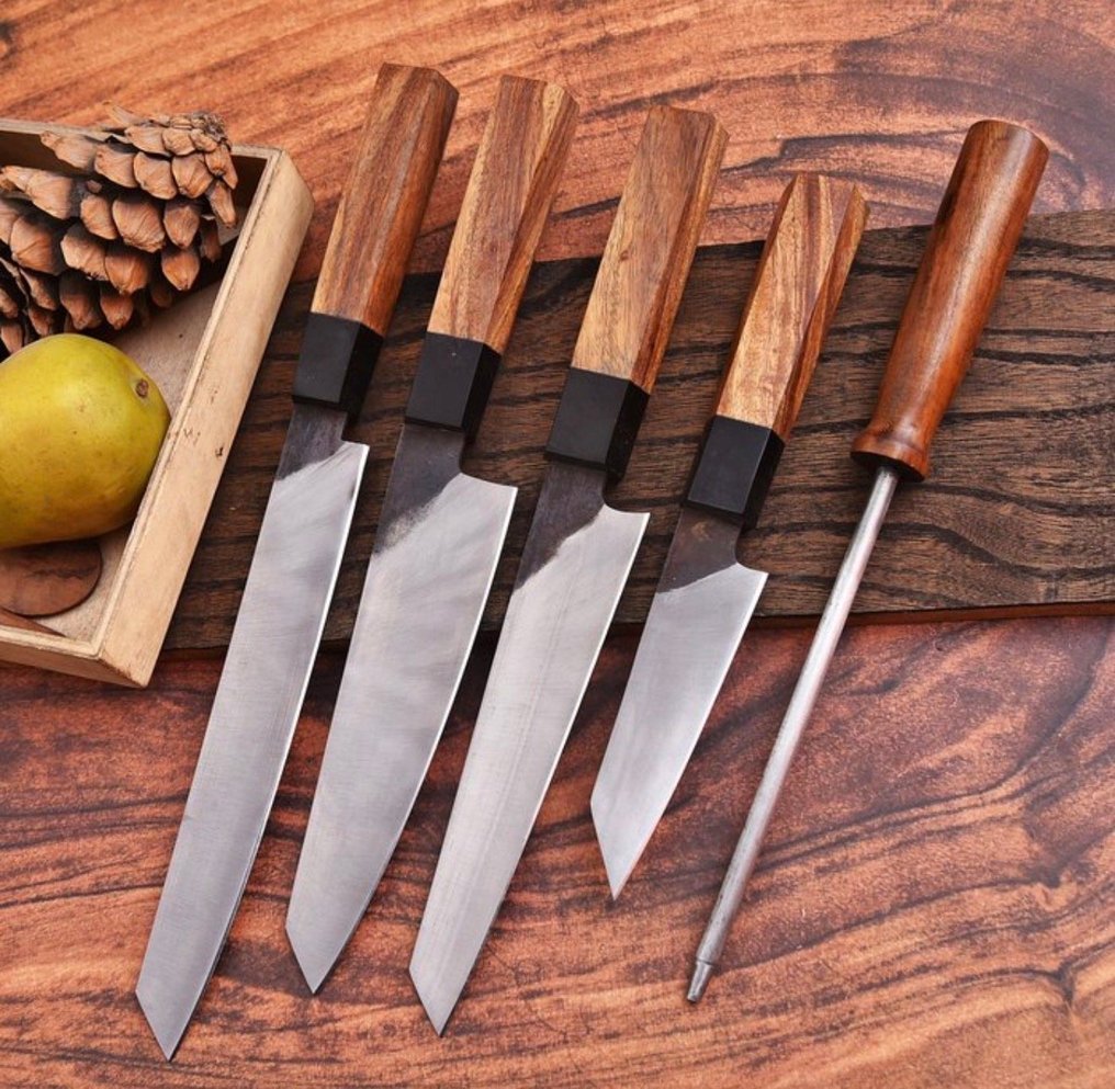 厨刀 - Kitchen knife set - 钢, 木, 皮革 - 亚洲 - 附带皮套 #4.3