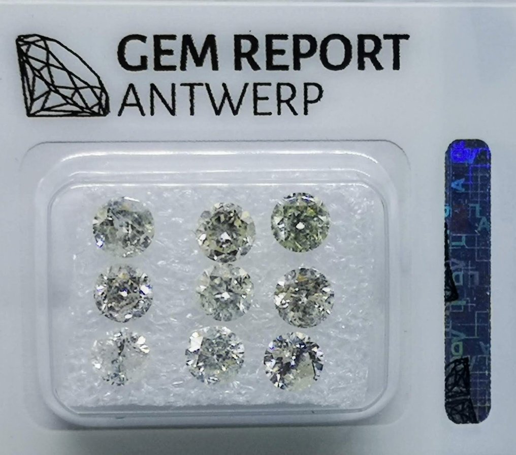 χωρίς τιμή ασφαλείας - 9 pcs Διαμάντι  (Φυσικό)  - 2.41 ct - Στρογγυλό - I, M - I2, I3 - Gem Report Antwerp (GRA) - Λευκοί διαμάντες #2.1