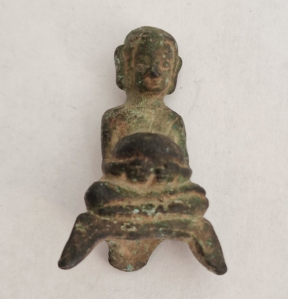 古代印度支那人 青銅色 XS 坐姿乞食佛珠护身符 - 42 mm  (沒有保留價) #2.1